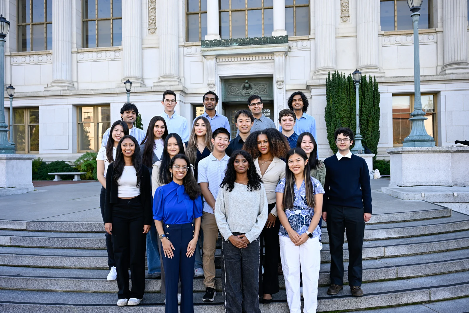 CB@B officers on the steps of a Berkeley campus building