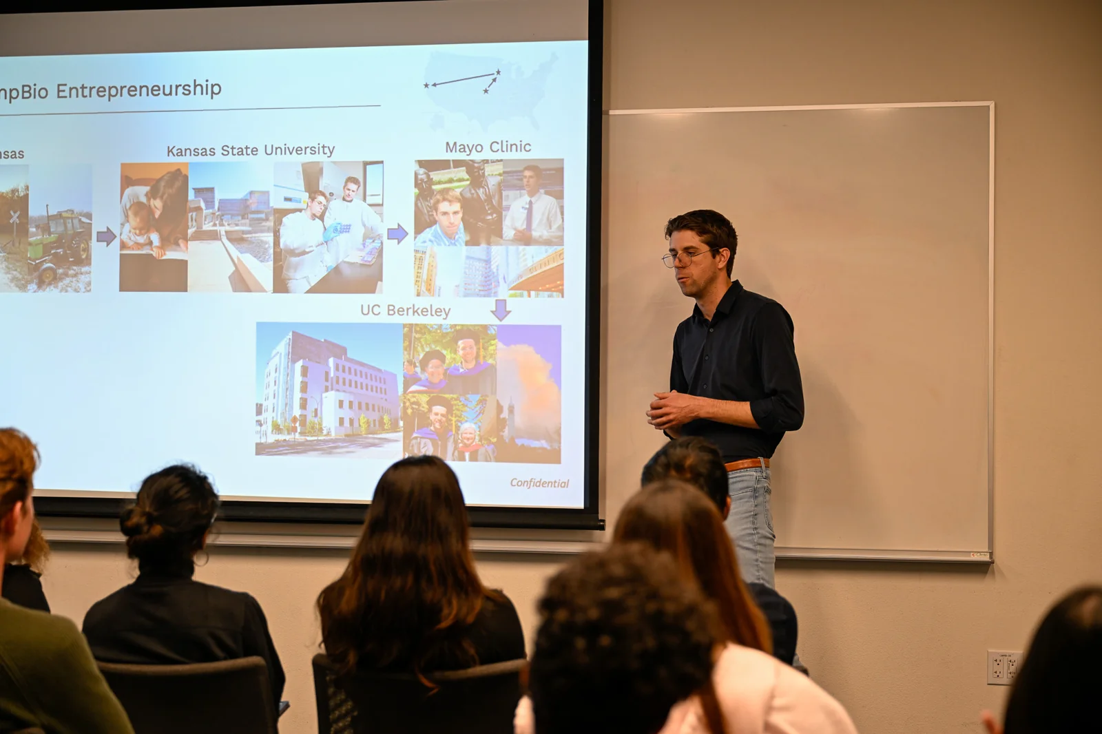 A guest speaker presenting at a club meeting