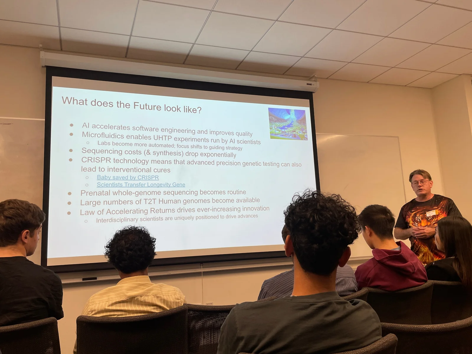 Shane Brubaker delivering a bioinformatics talk
